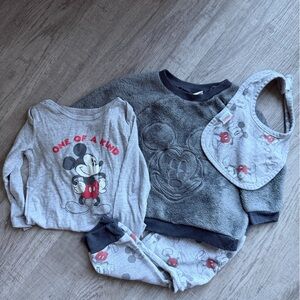 Disney Mickey Mouse Gray and Red Baby 4 Piece Set